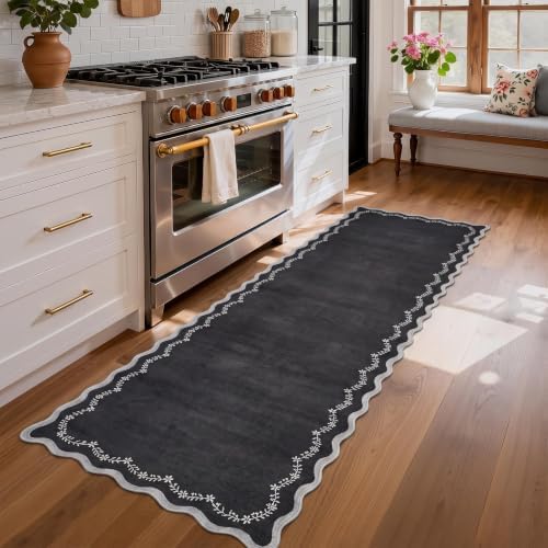 GarveeHome 2.5x10 Scalloped Washable Runner Rug Long Hallway Kitchen Rug - Image 2