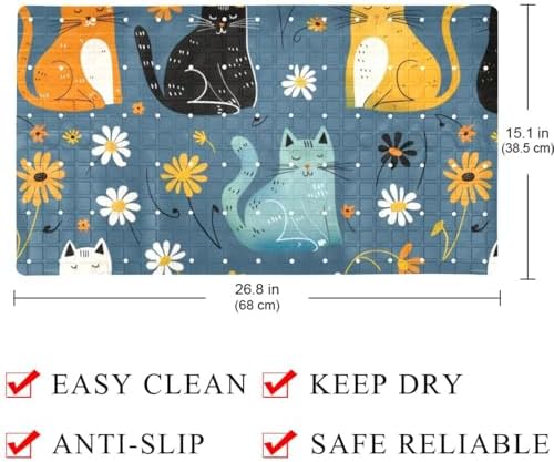 Shower Mat Non Slip, Cat Daisy Anti Slip Bath Mat - Image 4