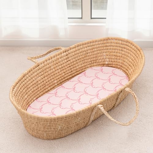 PHF 3 Pack Soft Bassinet Sheets, Floral & Bow Breathable Comfy Cradle Sheets - Image 6