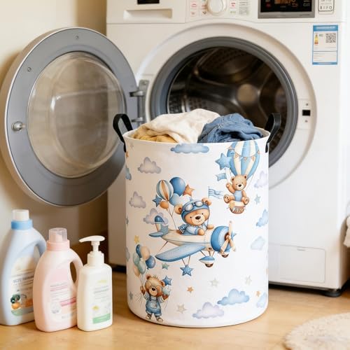 Foldable Waterproof Round Fabric Laundry Basket Home - Image 7