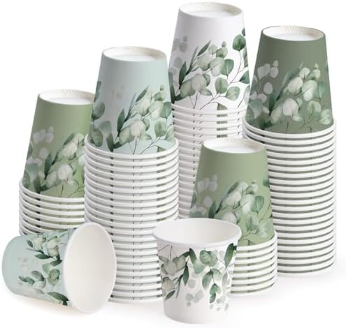 WRAPAHOLIC 3oz Eucalyptus Leaves Bathroom Cups by WRAPAHOLIC
