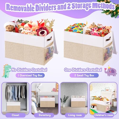 Large Toy Storage Box with Lid & Dividers, Kids Toy Chest - Image 6