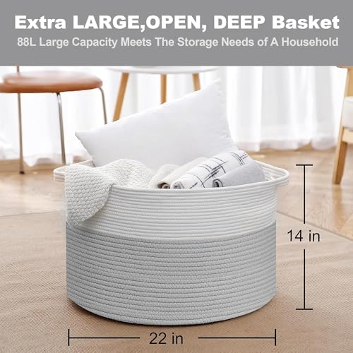 MEGASKET XXXL Large Cotton Rope Storage Bin, Woven Baby Kids Toy Storage Bin Box - Image 3