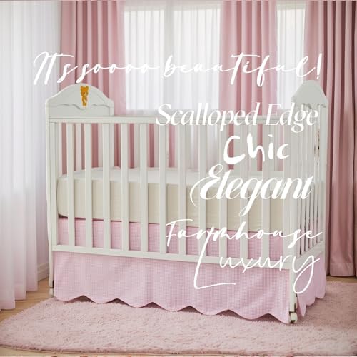Brandream Scallop Edge Cotton Crib Skirt, Baby Boy Girl Gender Neutral Crib - Image 2