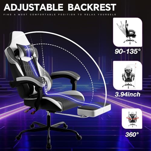 Gaming Chair with Footrest, High Back Gaming Chairs PVC Leather Ergonomic Gamer - Image 4