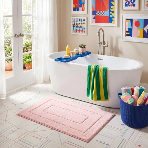 GRANNY SAYS Pink Bathroom Rug 16" x 24", Non-Slip Microfiber Bath Mat by GRANNYSAYS