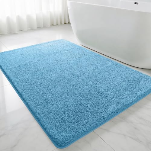 Polyester Bathroom Rug 40"x60" Blue, Large Soft Shaggy Bath Mat by Kildoss