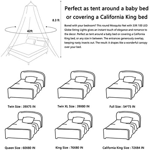 Comtelek Bed Canopy with Lights, Mosquito Net Bed Canopy - Image 6