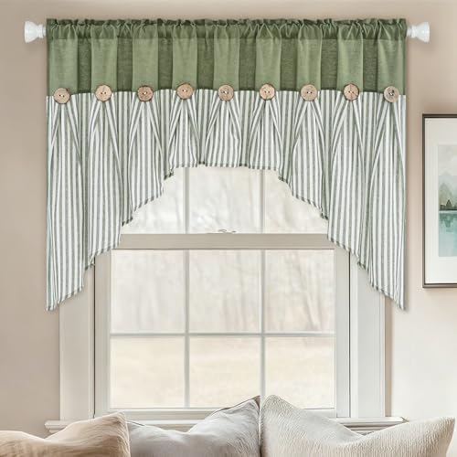 ASPMIZ Farmhouse Cotton Linen Swag Valances - Image 3