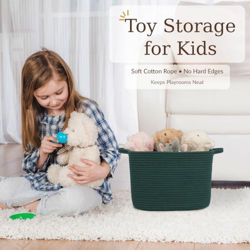 XUANGUO Woven Cotton Rope Storage Basket13x10x9 inch Forest Green - Image 5