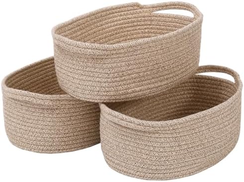 JMvicyroam Small Woven Basket, Empty Gift Basket, Oatmeal/3 Pack by JMvicyroam