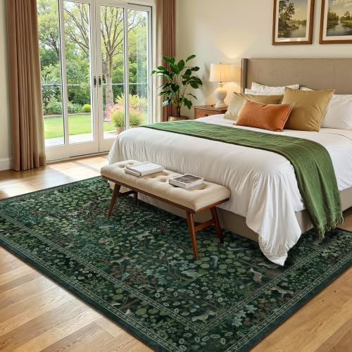 Woodland Floral Animal 5x7 Washable Rugs - Image 3