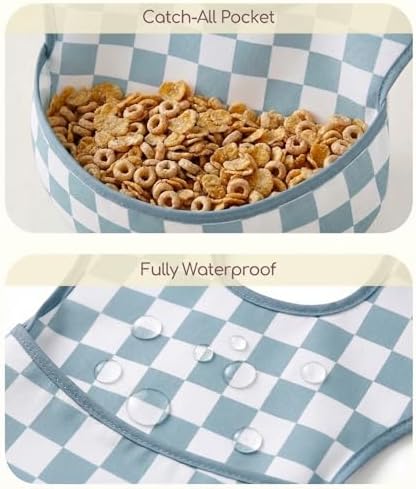 3 Pack Waterproof Baby Bibs for Eating, Mess Proof Feeding Bib - Image 4
