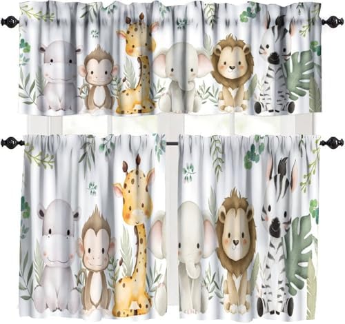 Kids Animals Curtains Valance for Baby Boys Girls Nursery Bedroom Watercolor by Unknown