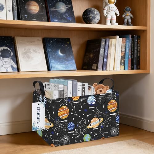Rectangular Solar System Planet Storage Bin, Closet Organizer Basket - Image 4