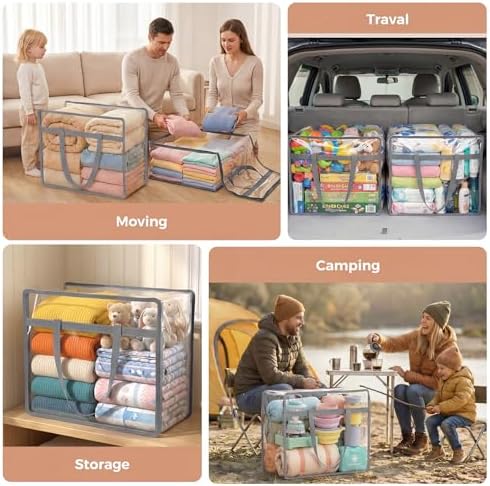 4 Pack Clear Storage Bags for Clothes, 45L Closet Organizers and Storage - Image 6