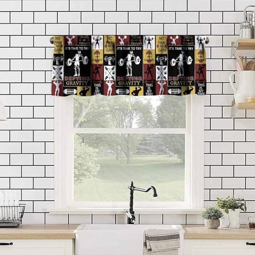 Weightlifting Valance Curtains Boys Teens Fitness Sport Lover Patchwork - Image 4