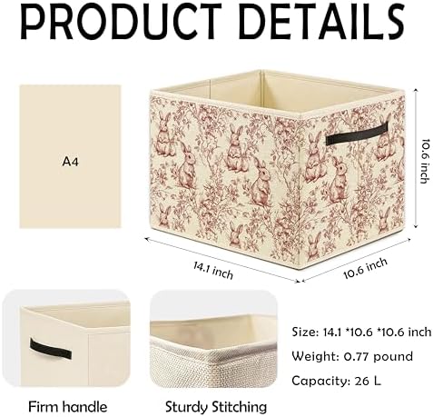 Chinoiserie Rabbit Storage Bin, Toy Book Clothes Organizer, Easter Bunny - Image 2