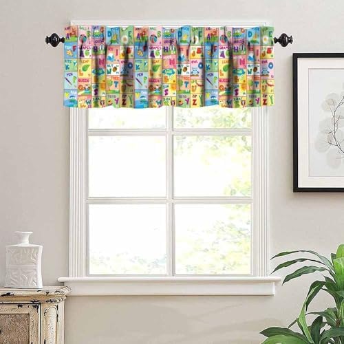 Alphabet Valances Curtains Play Learn Board Game Animals Pattern Window - Image 5
