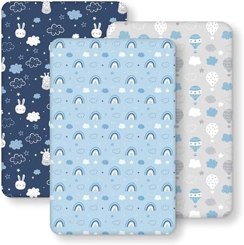 Baby Bedside Bassinet Sheets Fitted, 33”x20” Compatible by FIEMOL