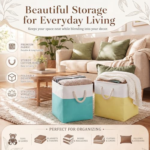 6 Pack Pastel Foldable Storage Bins, 11 Inch Cube Fabric Storage Baskets - Image 6