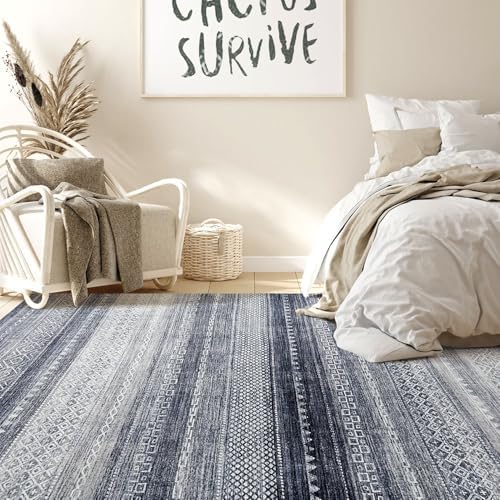 Nakagishi Boho 5x7 Area Rug Living Room Rugs Machine Washable Blue - Image 6