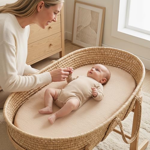 100% Muslin Cotton Baby Bassinet Sheets - Image 3