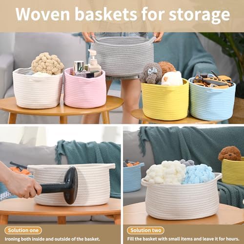 Happyiren Medium Woven Cotton Rope Basket, Empty DIY Gift Basket - Image 6