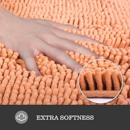 Yeaban Chenille Peach Bathroom Rug 20"x32", Non-Slip Rubber Backing - Image 3