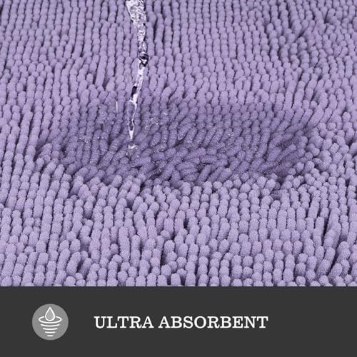 Yeaban Chenille Lavender Bathroom Rug 40"x60", Non-Slip Rubber Backing - Image 4
