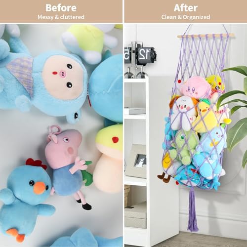 68 Inch Stuffed Animal Storage Net Corner Stuffy Hammock - Image 6