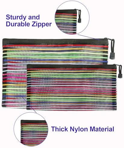 Mesh Bags with Zipper, Nylon Makeup Bag Cosmetic Pouches Travel Organizer Case - Image 4