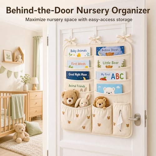 Bedside Caddy Nursery Playpen Organizer, Hanging Crib Book & Toy Storage - Image 4
