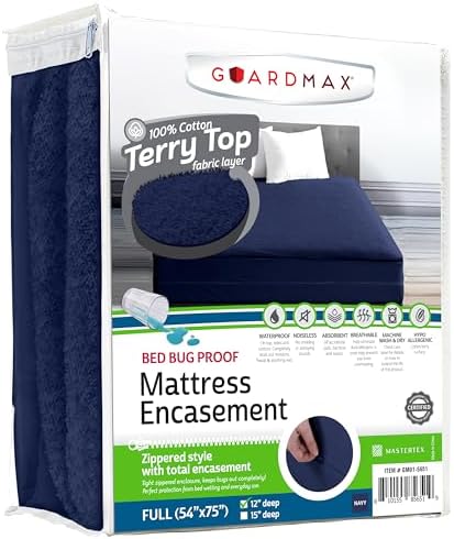 Guardmax Full Mattress Encasement Zippered, 100% Waterproof Mattress Protector by Guardmax
