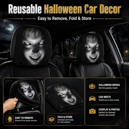 2PCS Ghost Face Headrest Covers – Scary Headrest Covers - Image 6