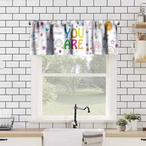 Rainbow Valances Curtains Quotes Inspirational Positive Hippie Flower Window - Image 4