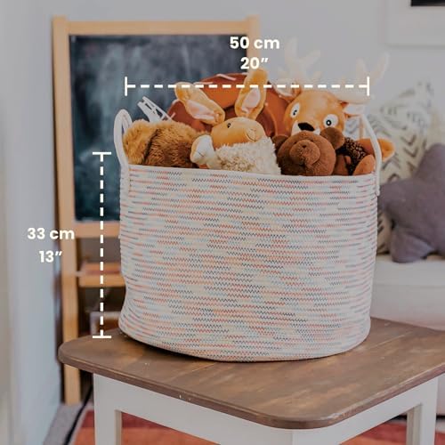 OrganiHaus Round Toy Basket & Blanket Basket, Cotton Rope 20x13" - Image 2