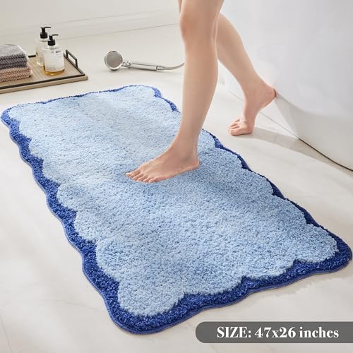 Ohocut Luxury Microfiber Scalloped Runner Rug, Anti Slip, Extra Soft - Image 3