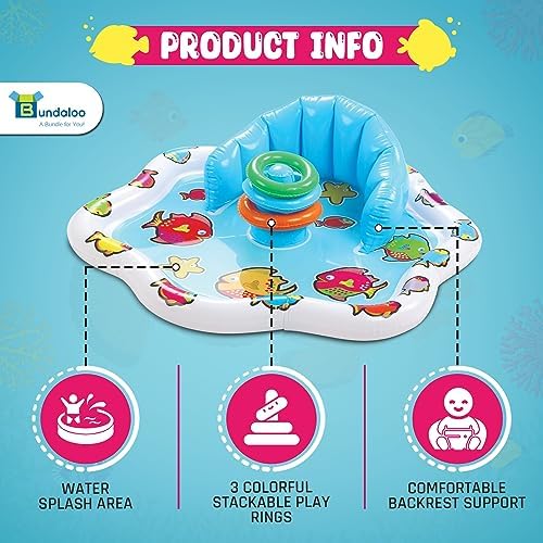 Baby Splash Pad with Inflatable Backrest and Stackable Ring Toys – Sensory - Image 2
