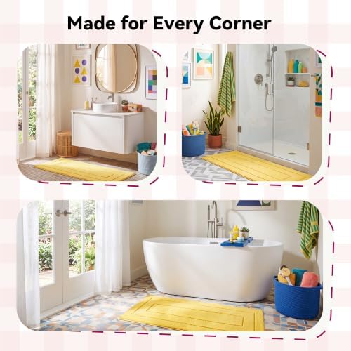 GRANNY SAYS Yellow Bathroom Runner Rug 48" x 24", Soft Microfiber Bath Mat - Image 7