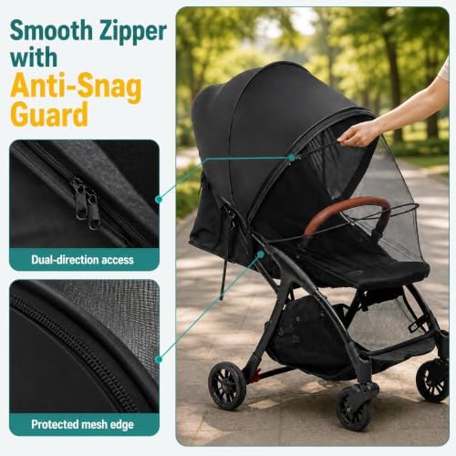 DUOMI 2-in-1 Stroller Cover UPF 50+ Sun Shade & Mosquito Net 3D Canopy - Image 7