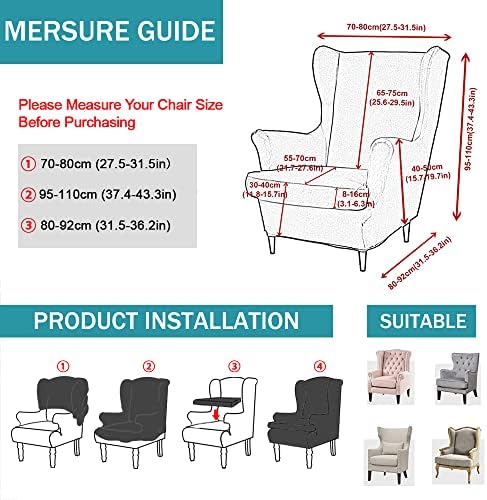 NILUOH Wingback Chair Covers 2-Piece, Armchair Slipcovers - Image 5