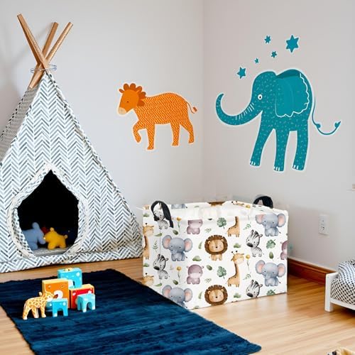 Rectangular Woodland Animal Basket Baby Storage Basket Storage Bin Organizer - Image 5