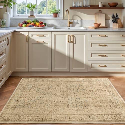 Neutral Tan Throw Rugs 3x4, Farmhouse Small Area Rugs - Image 4