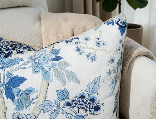 Chinoiserie Bird Hydrangea Print 20x20 Throw Pillow Cover - Image 2