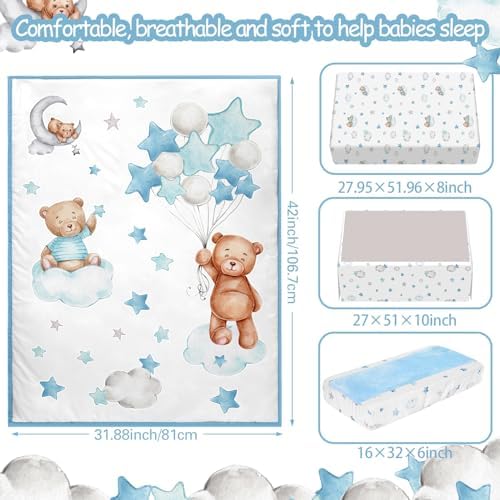 Mixweer 5 Pcs Crib Bedding Set Sheets Comforter Skirt - Image 3