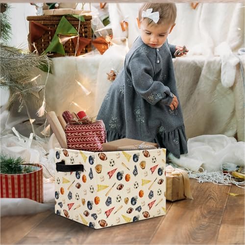 Sports Nursery Decor Storage Bins, Baseball Basketball Football Soccer Sports - Image 3
