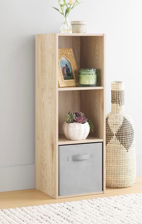 Whitmor Bookcase Storage Organizer, 3 Tier Stackable MDF Bookshelf, Open by Whitmor