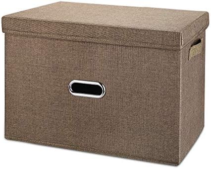 Linen Fabric Collapsible Storage Bins by Unknown