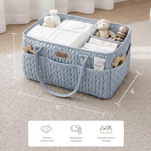 Konssy Baby Diaper Caddy Organizer, Braided Quilted Design - Image 5